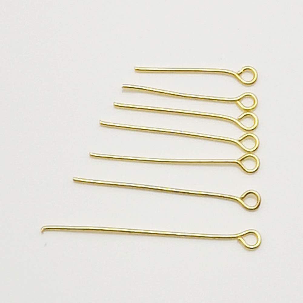 Chenkou Craft 700pcs Assorted of 7 Sizes Gold Mix Eye Pins for Jewelry Making (Gold, Mix)
