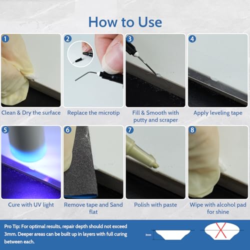 Image of Quartz Countertop Repair Kit, Granite & Marble Repair Kit, 30s Quick-Drying Repair Chip for Edge Chips, Cracks, Scratches and Holes on Ceramic Tile, Bath Tub, Sink and Other Stone Surfaces