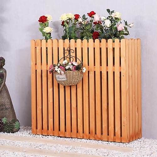 JTSMJQIE Zaunblende für Klimaanlagen, Massivholz, Klimaanlagenabdeckungen, Korrosionsschutz, Pflanzenständer, Sichtschutz für Außengeräte,...