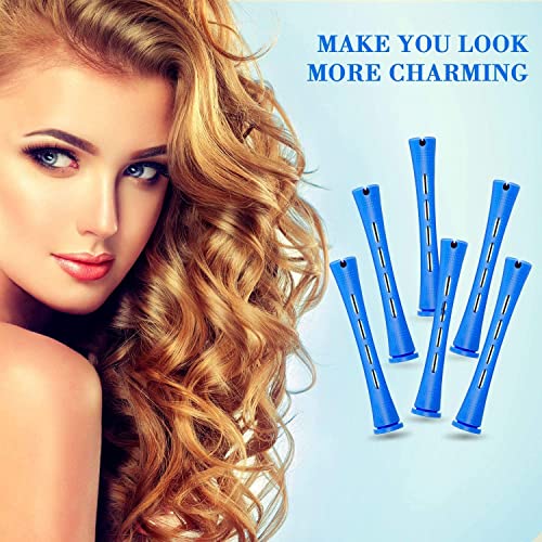 36 Pieces Cold Wave Rod Hair Perm Rods Hair Rollers Perming Rods Curlers With Steel Rat Tail Comb For Hairdressing Styling (Blue, 0.35 Inch) #TOP4