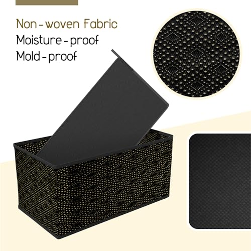 Image of Kuber Industries 6 Piece Foldable Drawer Organizer | Wardrobe Organizer for Clothes | Storage Box for Socks, Bra, Tie, and Scarfs | Stationary & Cabinet Organizer | Dot-Print | Black