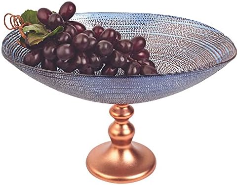 7 x 12 x 8 in. Multi Color Handcrafted European Glass Centerpiece Footed Bowl