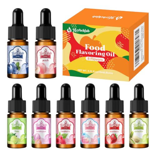 Food Flavoring Oil - Candy Flavoring for Candy Making 8 x 0.35 Fl Oz Extracts and Flavorings for Baking, Desserts, Drinks &amp; Lip Gloss