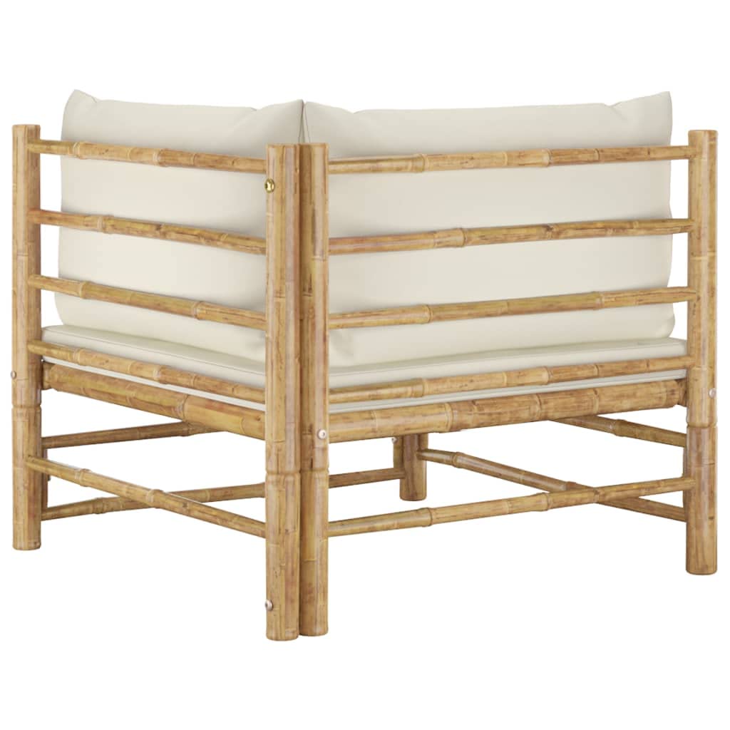 Divano Angolare da Giardino poltrone da esterno sedia da esterno sedia giardino Adatto per terrazze, terrazzi, giardini con Cuscini Bianco Crema in Bambù