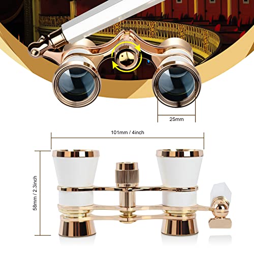 Aomekie Opera Glasses Binoculars 3X25 Theater Glasses Lorgnette Mini Binocular Compact With Handle For Adults Kids Women In Musical Concert（White） #TOP4