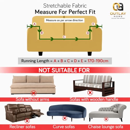 Image of Universal 3 Seater Sofa Cover with Elasticity, Protective, Stretchable, Spandex & Polyester Sofa Slipcover (3 Seater, 185cm * 230cm) (Blue Lining)