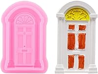 Vista 1 de Juego de 2 moldes de silicona para marco de ventana, cortador de fondant 3D de grado alimenticio, herramientas antiadherentes para hornear