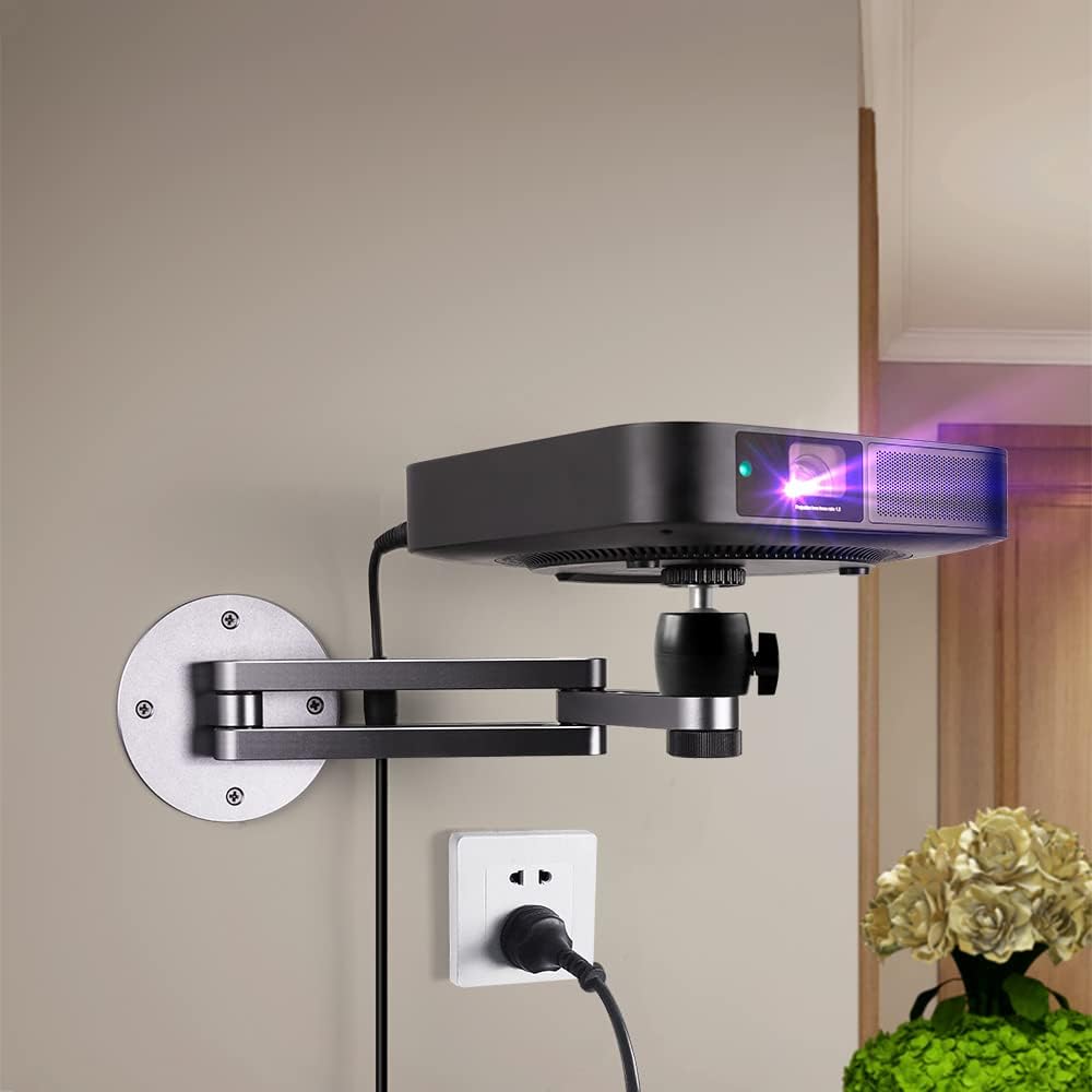 Foldable Projector Wall Mount Universal Adjustable Ceiling Wall Projector Mount Aluminum Alloy Projectors Stand,1/4" Screw Size (Wall Mount)…