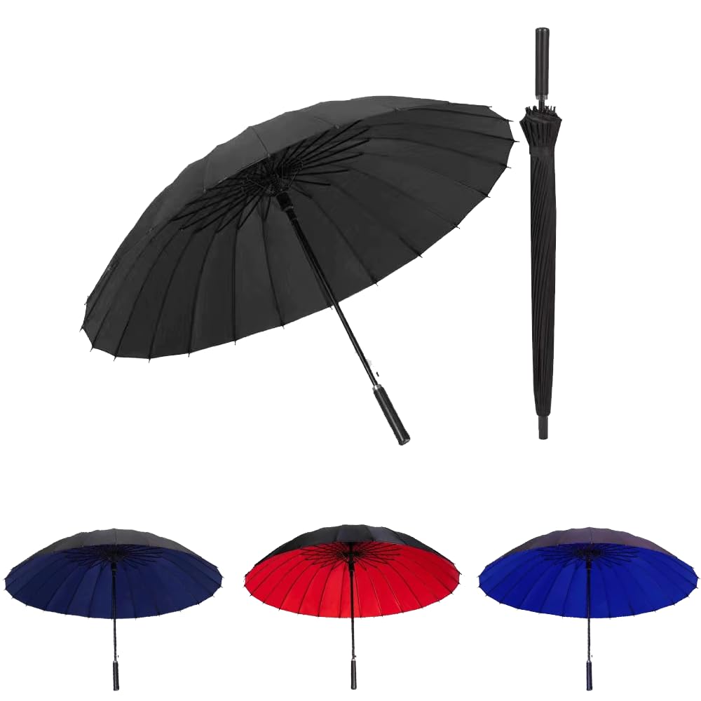 Paraguas Grande XXL 24 Varillas Antiviento Automático Hombre Mujer Paraguas 150cm Clásico Golf Largo Con Doble Capa Para Resistente Fuerte Prueba De Viento
