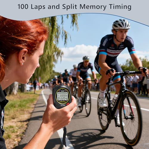 Chronomètre Sport 100 Tours/Splits Chronomètre à ReboNumérique avec Compteurs Horloge Alarme Calendrier, Grand écran Chronometre pour Entraîneurs Course à Pied Sport Entraînement – Image 5