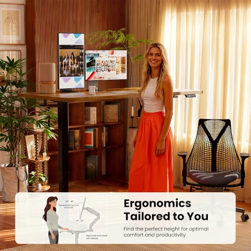 Image of ErGear Height Adjustable Electric Standing Desk, 32 x 19 Inches Sit Stand up Desk, Memory Computer Home Office Desk, Vintage Brown