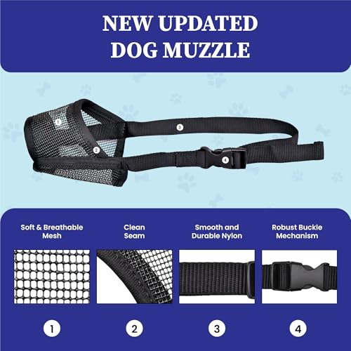 Image of Evollax Muzzle for Small Dog - Soft Air Mesh XS Dog Muzzle for Small Dogs | Perfect for Barking and Biting Prevention | Puppy Mussels for Grooming Allows Panting & Drinking