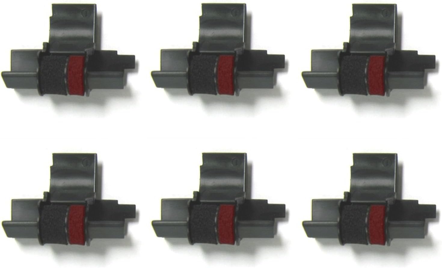 (6 Pack) COMPUMATIC Compatible / Replacement Calculator Ink Roller Black/Red IR-40T Compatible with Casio HR-300RC HR-200RC HR-170RC HR-150RC HR-100RC HR-100TM HR-150TM and More