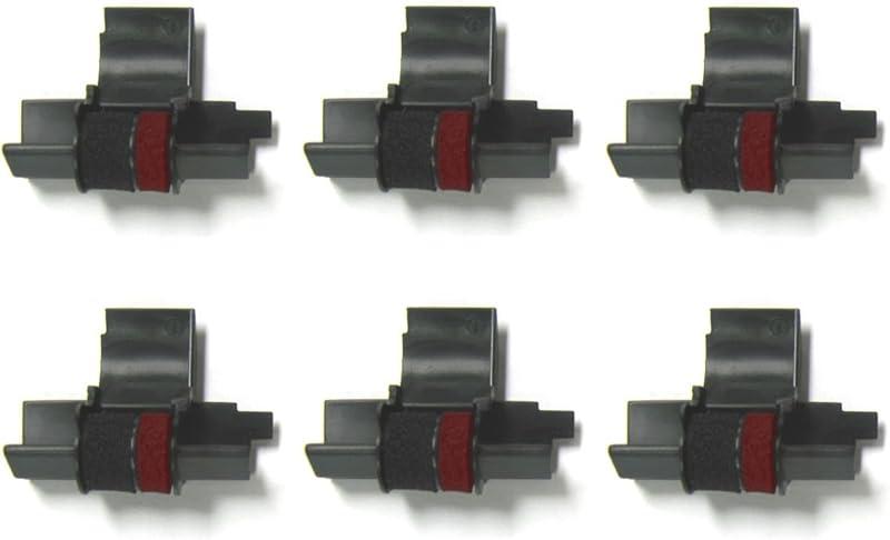 Compumatic Calculator Ink Roller Replaces IR40T CP13 EA772R Black/Red, 6-pk | Fits Sharp EL-1750V/EL-1801V, Casio HR-170RC/HR-200RC/HR-300RC, Canon P23-DH-V/P23-DHV-3/P27-DH, Catiga CP30A/CP90A, & more