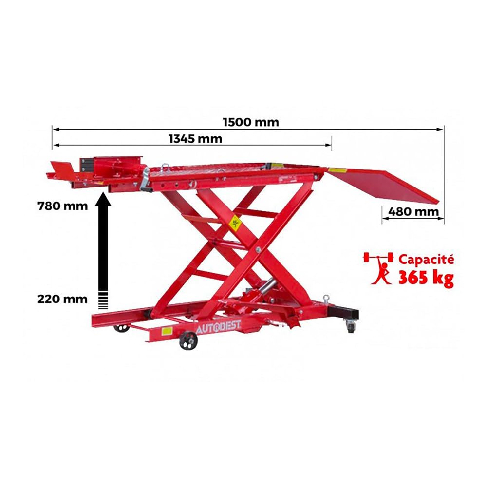 Autobest - Table de levage moto hydraulique - 365 kg