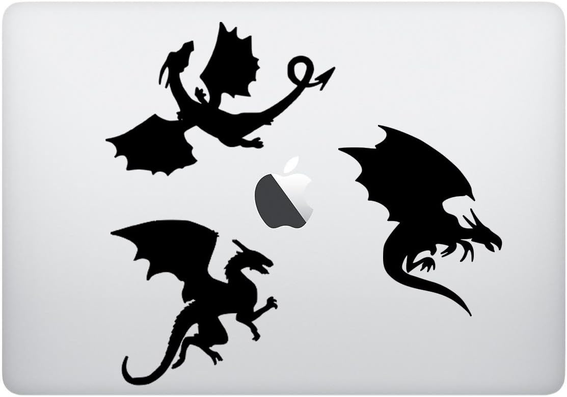 Sticker Decal with Movie Dragons Silhouette Design, Computer Sticker, Laptop Sticker, MacBook Sticker, Ipad Sticker, Computer Decal, Laptop Decal, Ipad Decal. Cool Accessories for Laptop, Computer.