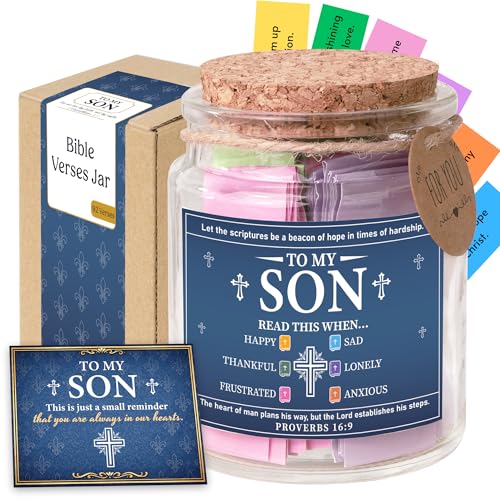 Bible Verses Jar for Son – 92 Scripture Cards, Open