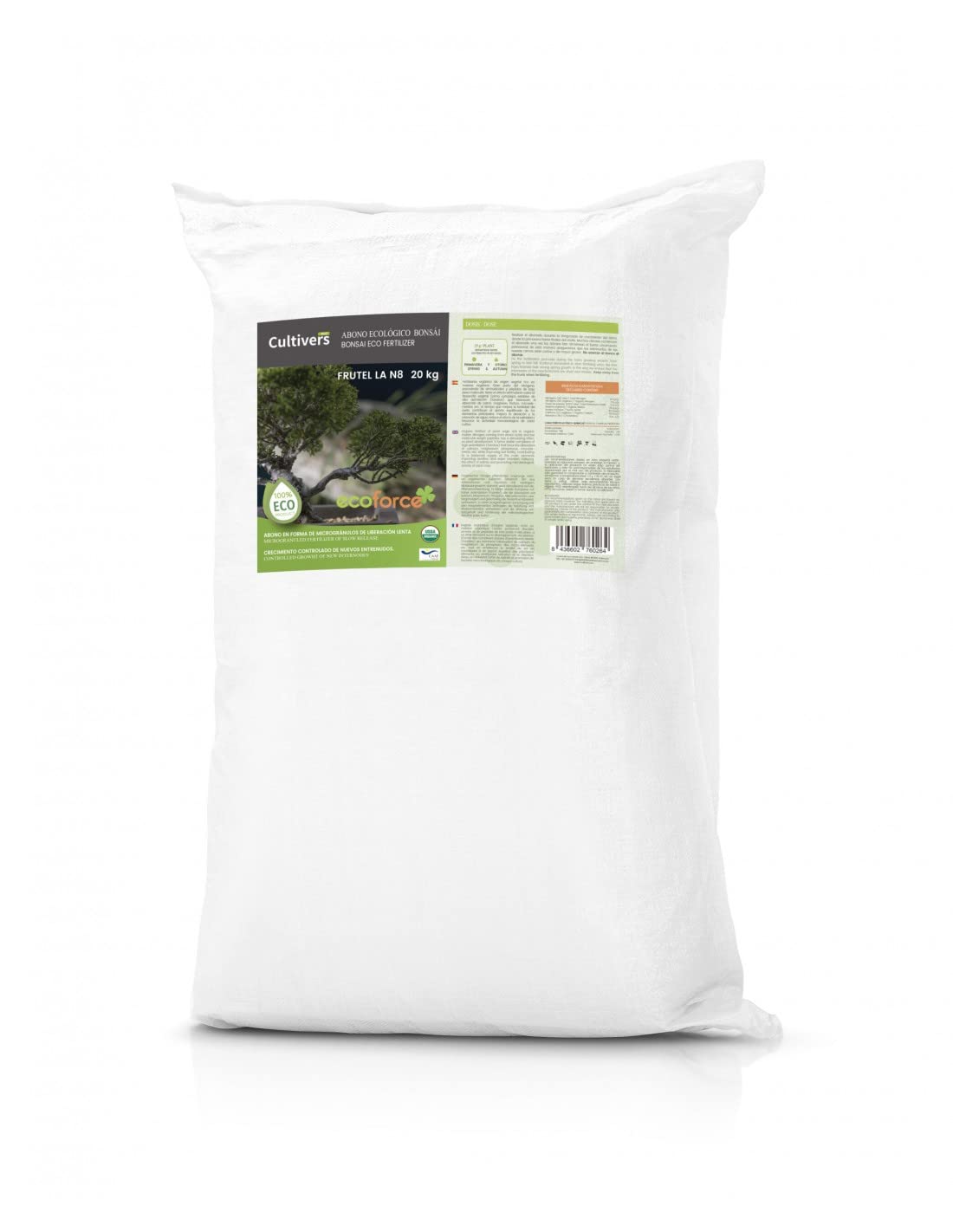CULTIVERS Abono Bonsái Ecológico 20 kg Fertilizante granulado de Origen Vegetal 100% Orgánico y Natural de Liberación Lenta y Controlada con NPK 8-1-5+74% M.O y Ácidos Húmicos Crecimiento Controlado
