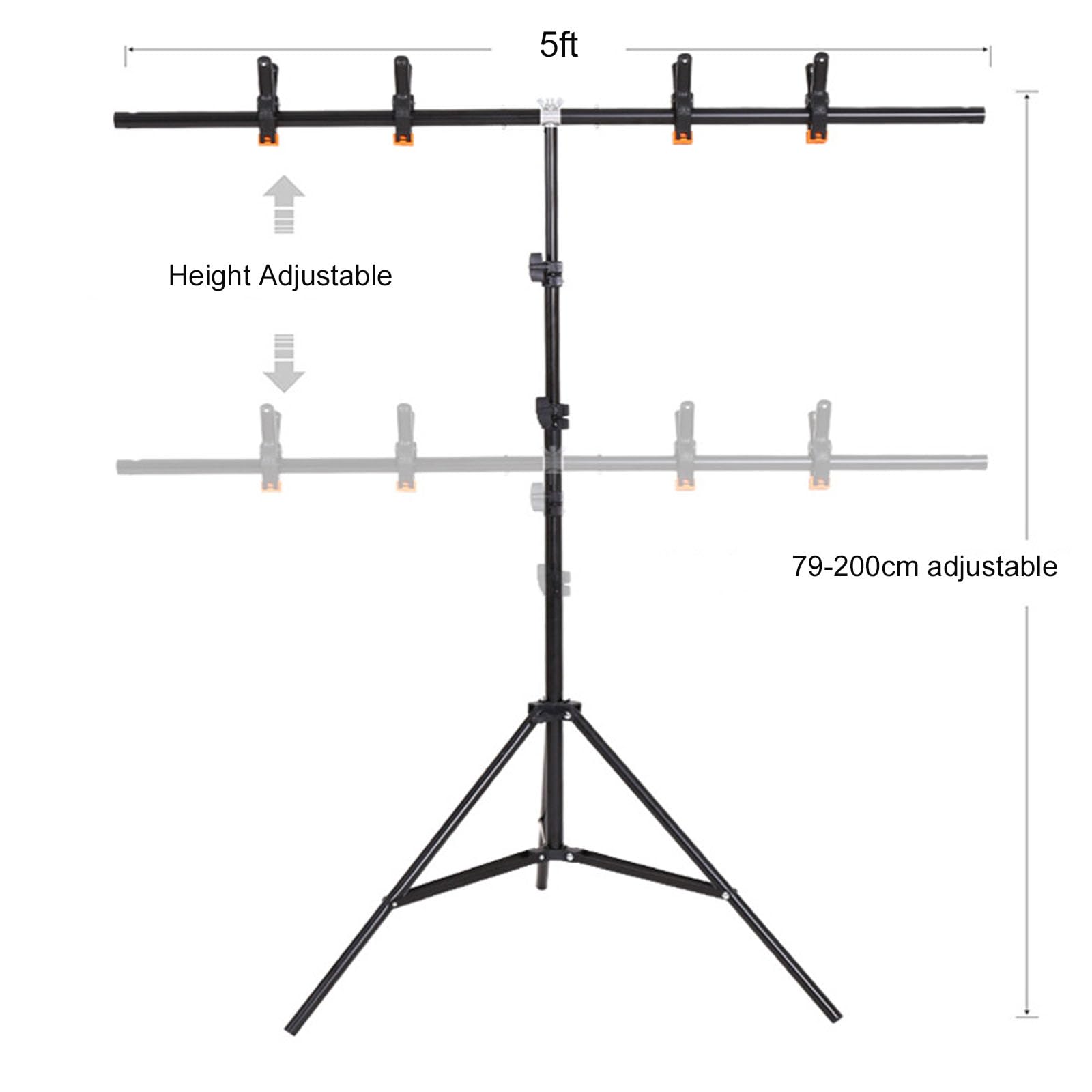 T-Type - Sfondo per foto, 2 x 1,5 m, resistente, con supporto, altezza regolabile, supporto per sfondo fotografico, per feste, matrimoni, cabine fotografiche, fiere commerciali (bianco)
