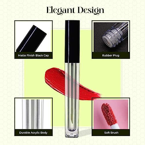 Image of Nsb Herbals 5 ML Square Premium Acrylic Empty Containers Tubes for Lip Gloss, Lip Care, Cosmetic, Mascara, Liquid Eye Shadow, Refillable With Plug (Pack Of 9)