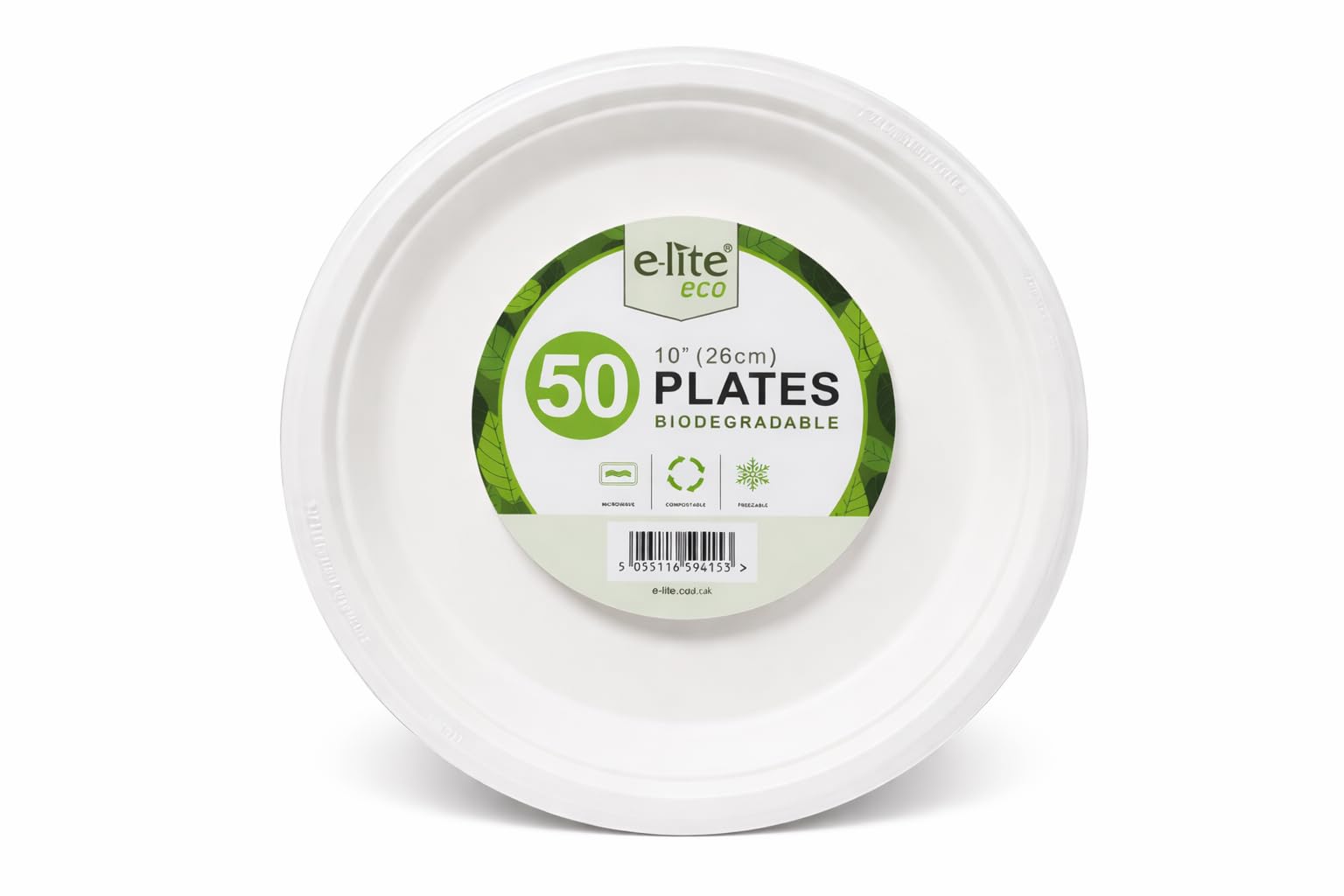 e-lite ® 10 Inch Compostable Paper Plates | Heavy-Duty Sugarcane Bagasse | Eco-Friendly Disposable Plates for Hot & Cold Food | Ideal for Parties, BBQs, Picnics, Catering