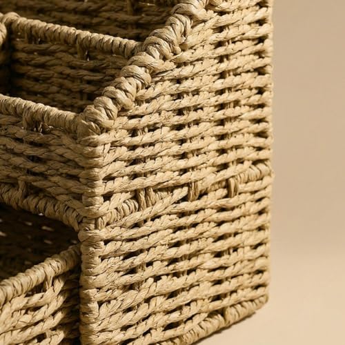 Trieur à compartiments pour magazines en rotin panier rangement bureau maison - 3
