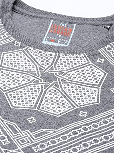 Image of The Indian Garage Co Men Regular Fit Floral Crew Neck Overhead Sweatshirt