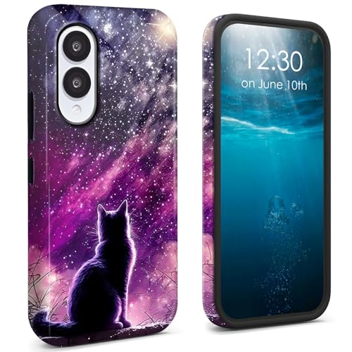 Coque Samsung Galaxy S25 Edge antichoc en PC et TPU souple noir design chat galaxie