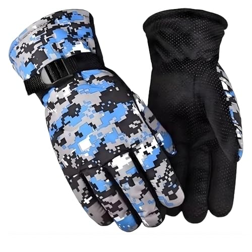 Image of K D Full Finger Winter Gloves for Men & Women with Fur Inside | Warm, Windproof, Waterproof, Scratch-Proof Thermal Gloves | Ideal for Biking, Riding & Cold Weather (Gloves Blue)