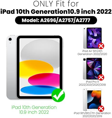 SEYMAC iPad 10th Generation Cover, iPad 10.9 Inch 2022 Case, Slim Shockproof Case with 7 Angles Robust Magnetic Stand, 2 Card Slots, Pencil Holder, Auto Sleep/Wake Function for iPad 10 Gen - Blue