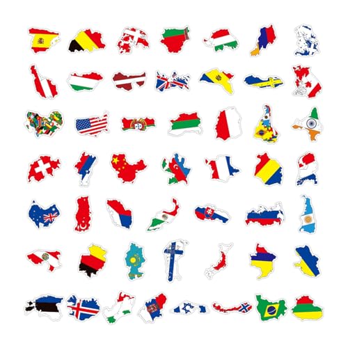 Pevlkawr 50 Pegatinas De Banderas De Países Banderas Del Mundo Pegatina Impermeable Para Decorar Refrigeradores, Patinetas, Vasos,coche