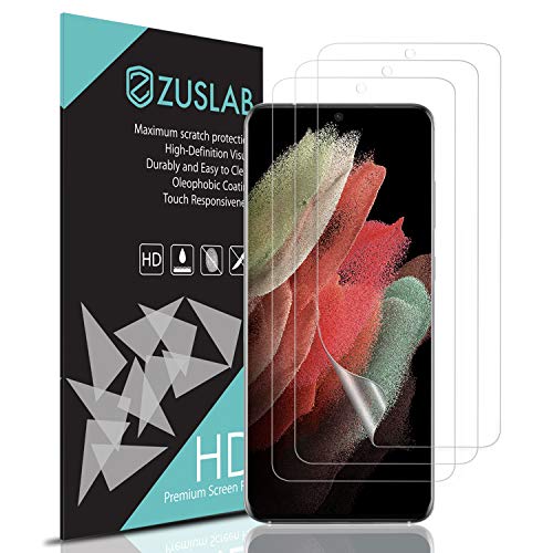 ZUSLAB für Samsung Galaxy S21 Plus 5G (6,7") Displayschutzfolie [3er-Pack] [Unterstützung für Fingerabdrucksensor] [Gehäusefreundlich] [Blasenfrei] Flexibler TPU-Film - Klar Cover