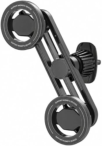 Universal Dual Magnetic Car Phone Holder Air Vent Mount | for iPhone & Samsung, Dual Magnetic Heads, 360° Adjustable Arm, Universal Compatibility, Air Vent Clip