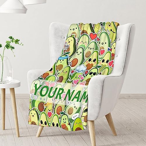 Blanket for Girls - 40"x50" Personalized Cute Avocado Throw Gifts - Colorful Soft Fuzzy Blankets for Bed, Couch & Living Room