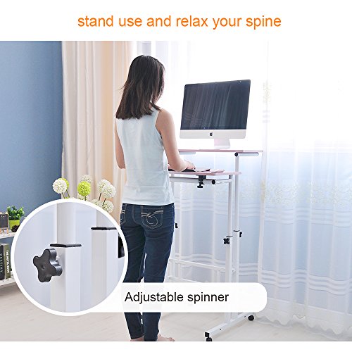 Soges Adjustable Mobile Stand Up Desk Standing Desk Computer Desk Workstation Sit-Stand Desktop Standing Desk,White Maple 101-Mp #TOP4