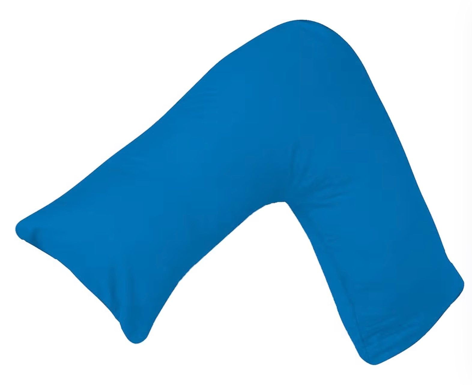 Dreamnights Blue Luxury V Shaped Pillow Nursing, Pregnency, Back Support Pillow - Orthopedic Maternity Extra Filled For Neck And Back Support With Cushion (Blue)
