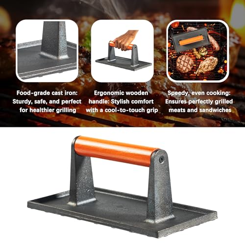 image for Vivicreate Bacon Press, Griddle Press, Grill Press, Meat Press, cast I