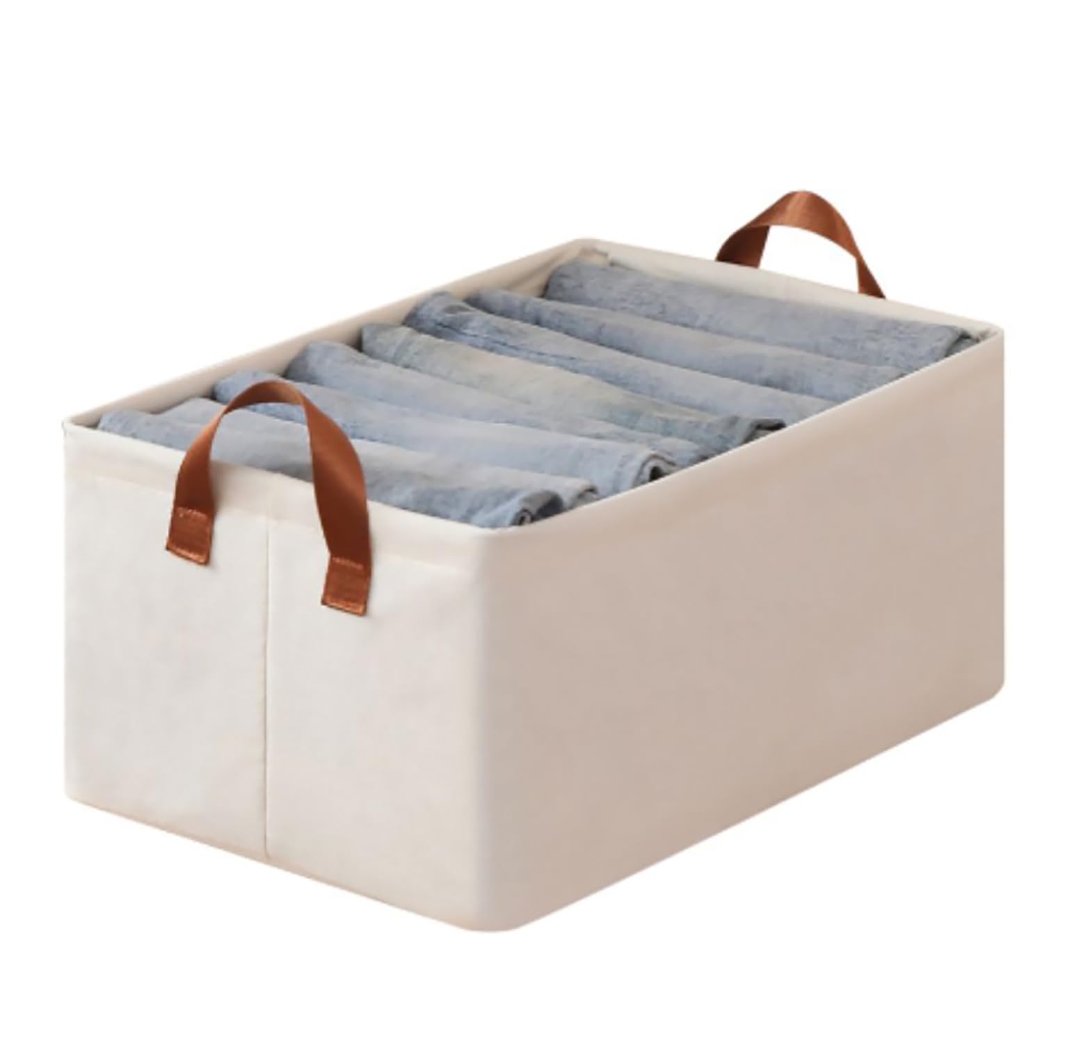 House of Quirk 1pcs Store Wardrobe Organizer For Clothes With Metal Fram Foldable Storage Box, Clothing Storage Boxes For Pants, Shirt, Sweaters, Jeans, Socks (Beige)