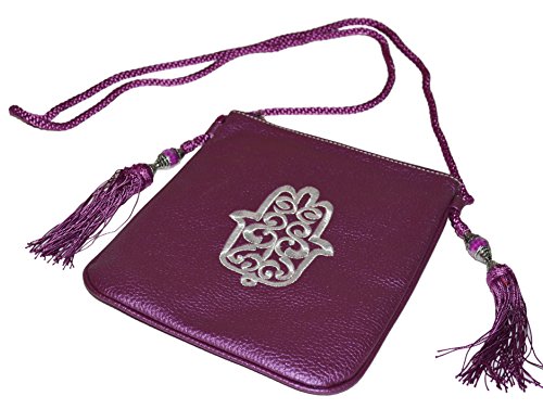 Moroccan Bags and purses Leather Purse With Hand Of Fatima Embroidery