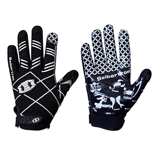 Seibertron Pro 3.0 Twelve Constellations Elite Ultra-Stick Sports Receiver Glove Football Gloves Youth Black L