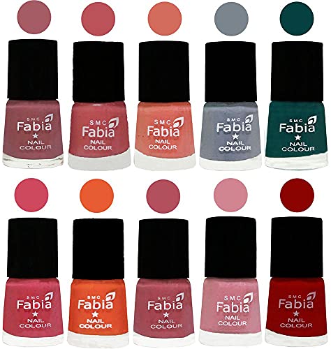 Image of ALL IN ONE (PACK OF 10), Long Lasting Glossy Nail Polish, 6 ml Each, All Vibrant Colours,01986