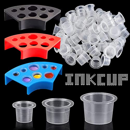 300pcs Tattoo Ink Caps with 3 Colours Tattoo Ink Cup Holders