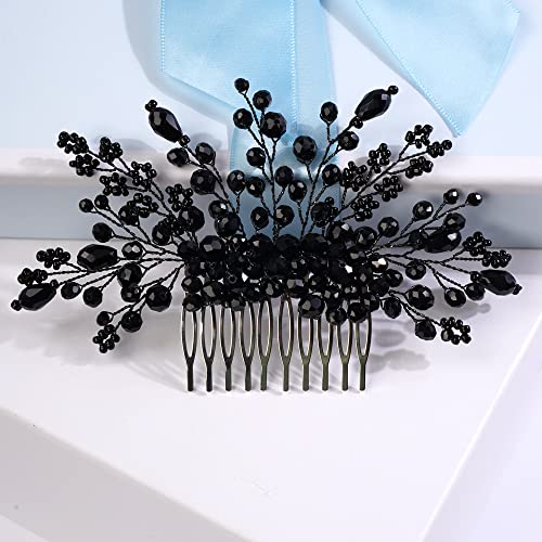 Peine para cabello negro con cristales handmade Missgrace miniatura 3