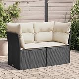 Solivagant Gartensofa mit Kissen 2-Sitzer Schwarz Poly Rattan, Möbel,Gartenmöbel,Gartensitzmöbel,Gartensofas, 19.5 kg-366013