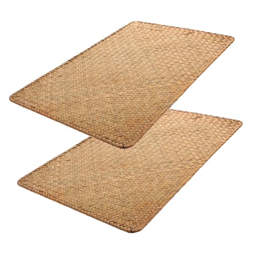 Sets de table herbe de mer rectangulaires résistants chaleur tapis de table rétro 6 pcs - 6