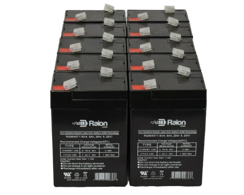 Raion Power RG0645T1 6V 4.5Ah Replacement SLA Emergency Light Battery for McPhilben/Daybright BL930007-10 Pack