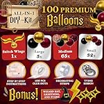 ALL-IN-1 Magical Wizard Balloons Garland Arch Kit with BONUS Hat, Wings, Lightning, Stars – Wizard Birthday Party Decorations & Supplies for Baby Shower, Chosen One, Burgundy Black Hogwarts Balloons - Image 3