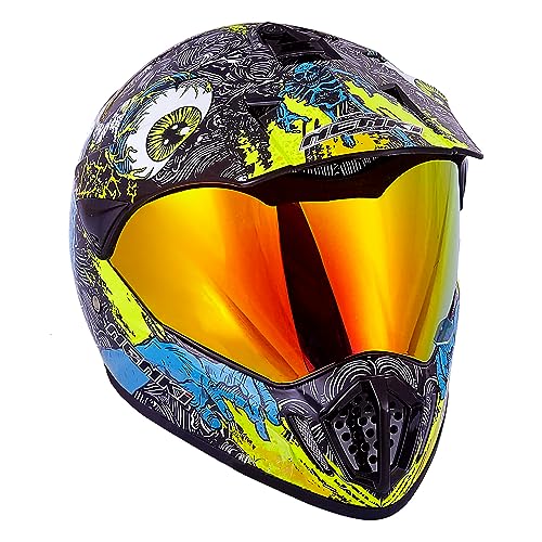 NENKI Dirt Bike Helmets for Adults MX UTV ATV Helmet Motocross Helmet Men Women DOT Approved Four Wheeler Helmet Casco Motocross Motorcycle Helmet Red Visor (Large,Skull Decals)