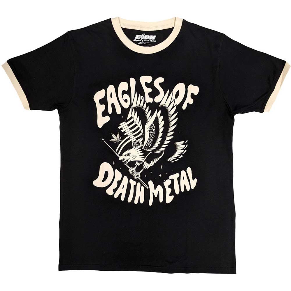 Rock Off Officially Licensed Products Men's Black Eagles Of Death Metal Eagle Ringer T Shirt M