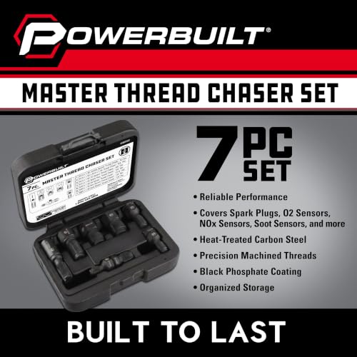 Image of Powerbuilt 7pc Master Thread Repair Chaser Set (O2, Spark Plug & Fasteners) | Heat-treated steel, restores damaged fastener grooves; corrosion resistant precision fit multi sizes, - 643099ECE